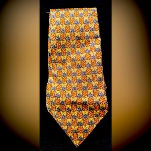 Authentic Hermes France 100% Silk Tie 
Pineapples Yellow Brown